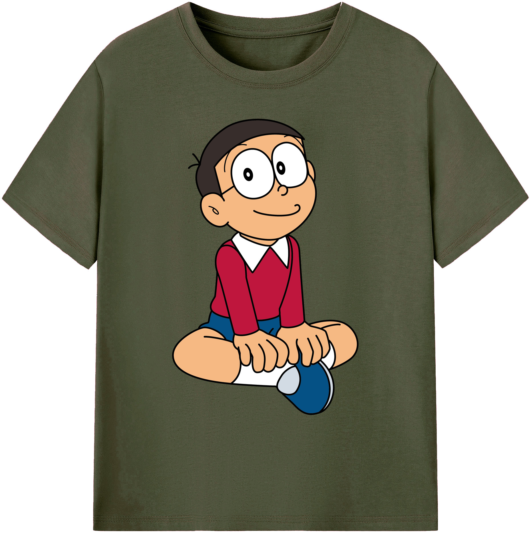 （画像用） ドラえもん 野比 のび太 Doraemon Nobita Nobi 綿100％ メンズ半袖Tシャツ｜肌触りやわらか＆通気性